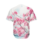 Pink Cherry Blossom Print Men's Baseball Jersey