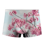 Pink Cherry Blossom Print Men's Boxer Briefs