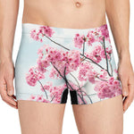 Pink Cherry Blossom Print Men's Boxer Briefs