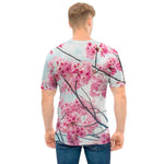 Pink Cherry Blossom Print Men's T-Shirt