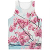 Pink Cherry Blossom Print Men's Tank Top