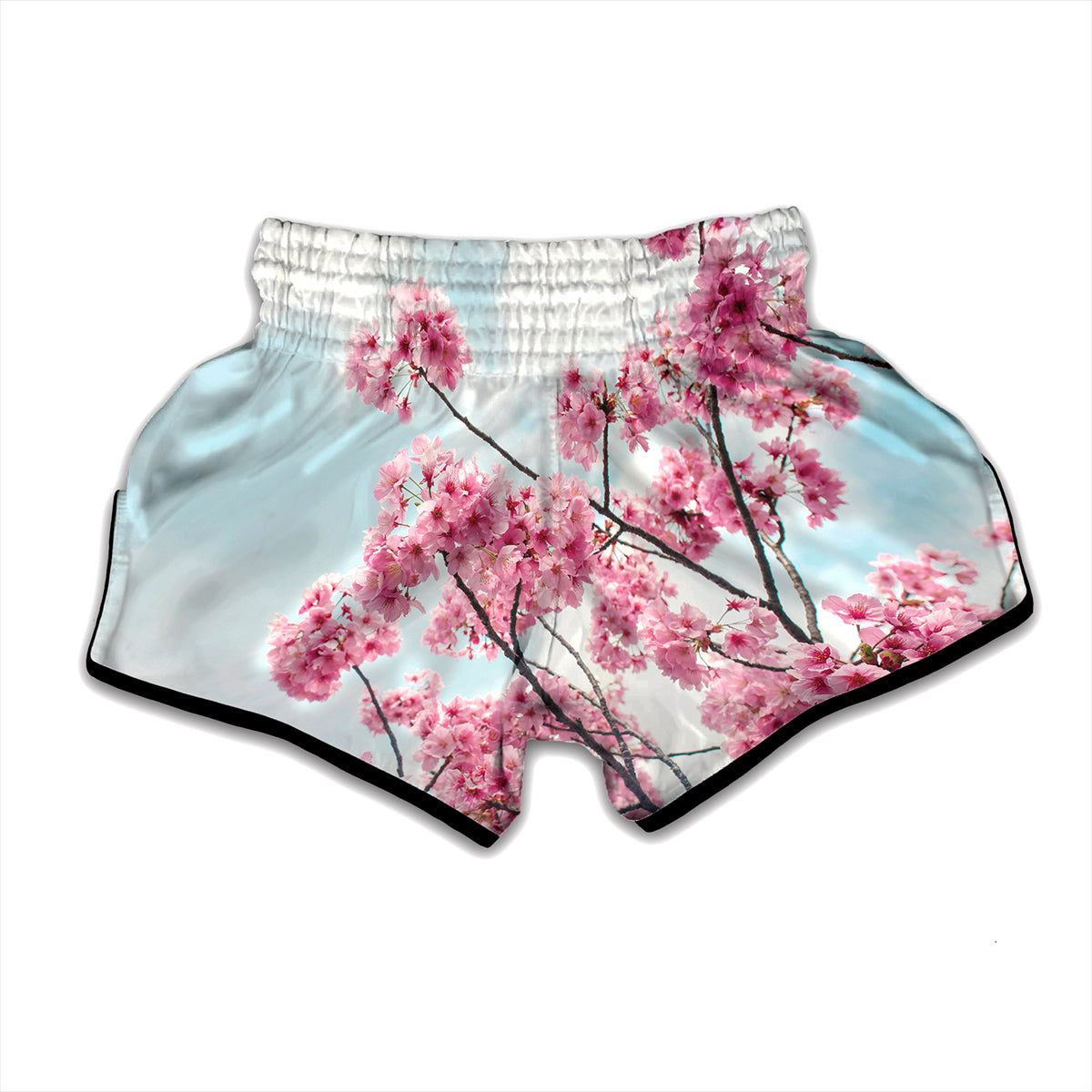 Pink Cherry Blossom Print Muay Thai Boxing Shorts