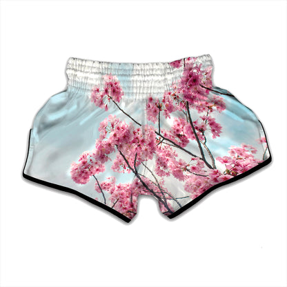 Pink Cherry Blossom Print Muay Thai Boxing Shorts