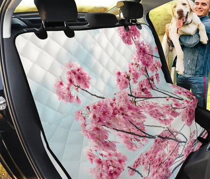 Pink Cherry Blossom Print Pet Car Back Seat Cover