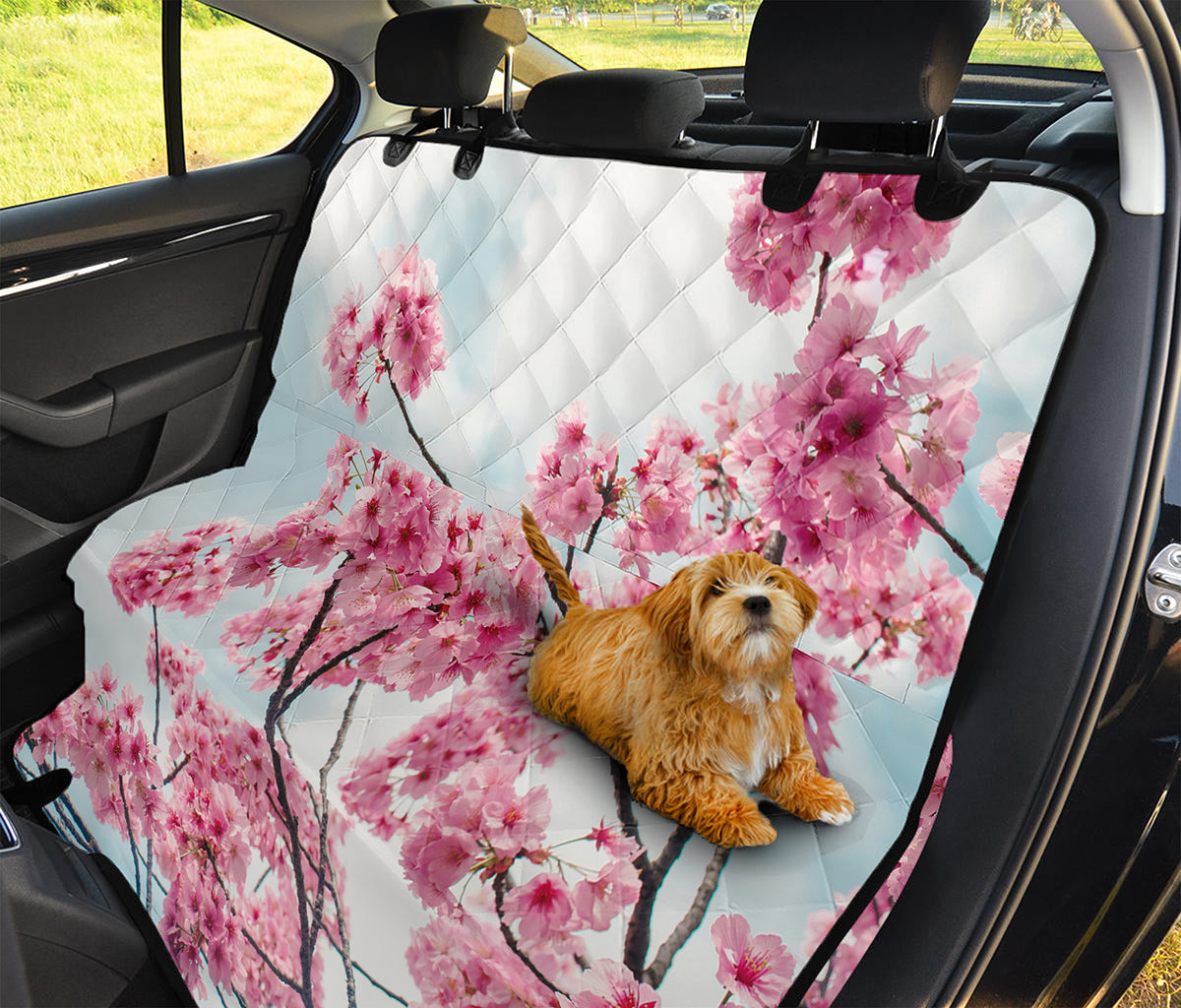 Pink Cherry Blossom Print Pet Car Back Seat Cover