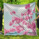 Pink Cherry Blossom Print Quilt