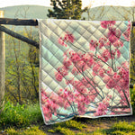 Pink Cherry Blossom Print Quilt