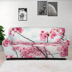 Pink Cherry Blossom Print Sofa Cover