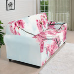 Pink Cherry Blossom Print Sofa Cover