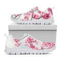 Pink Cherry Blossom Print White Running Shoes