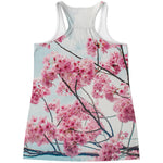 Pink Cherry Blossom Print Women's Racerback Tank Top