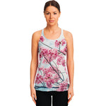 Pink Cherry Blossom Print Women's Racerback Tank Top