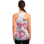 Pink Cherry Blossom Print Women's Racerback Tank Top