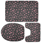 Pink Cherry Pattern Print 3 Piece Bath Mat Set