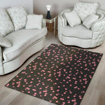 Pink Cherry Pattern Print Area Rug