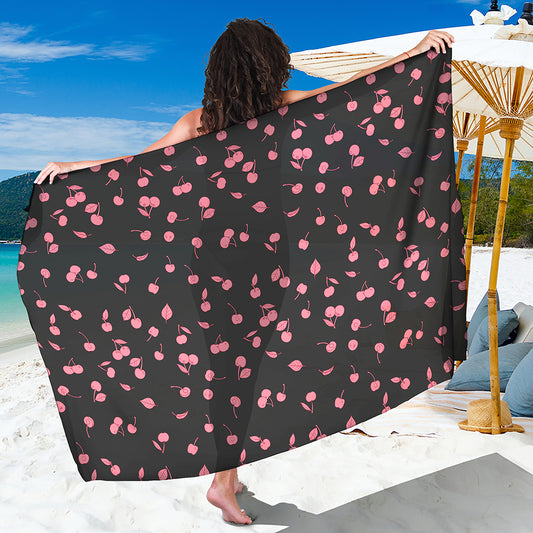 Pink Cherry Pattern Print Beach Sarong Wrap