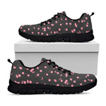 Pink Cherry Pattern Print Black Sneakers