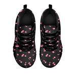Pink Cherry Pattern Print Black Sneakers
