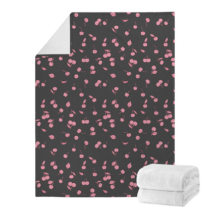 Pink Cherry Pattern Print Blanket