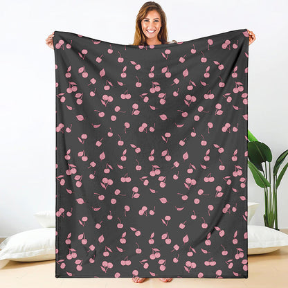 Pink Cherry Pattern Print Blanket