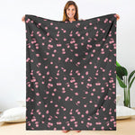 Pink Cherry Pattern Print Blanket