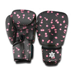 Pink Cherry Pattern Print Boxing Gloves