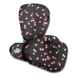 Pink Cherry Pattern Print Boxing Gloves