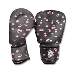 Pink Cherry Pattern Print Boxing Gloves