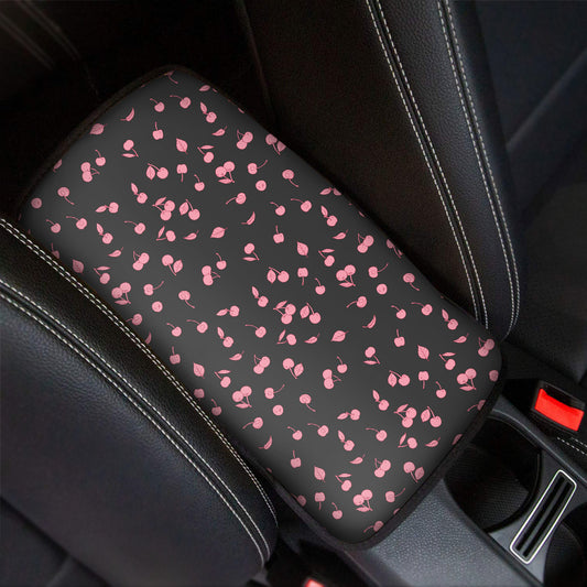 Pink Cherry Pattern Print Car Center Console Cover