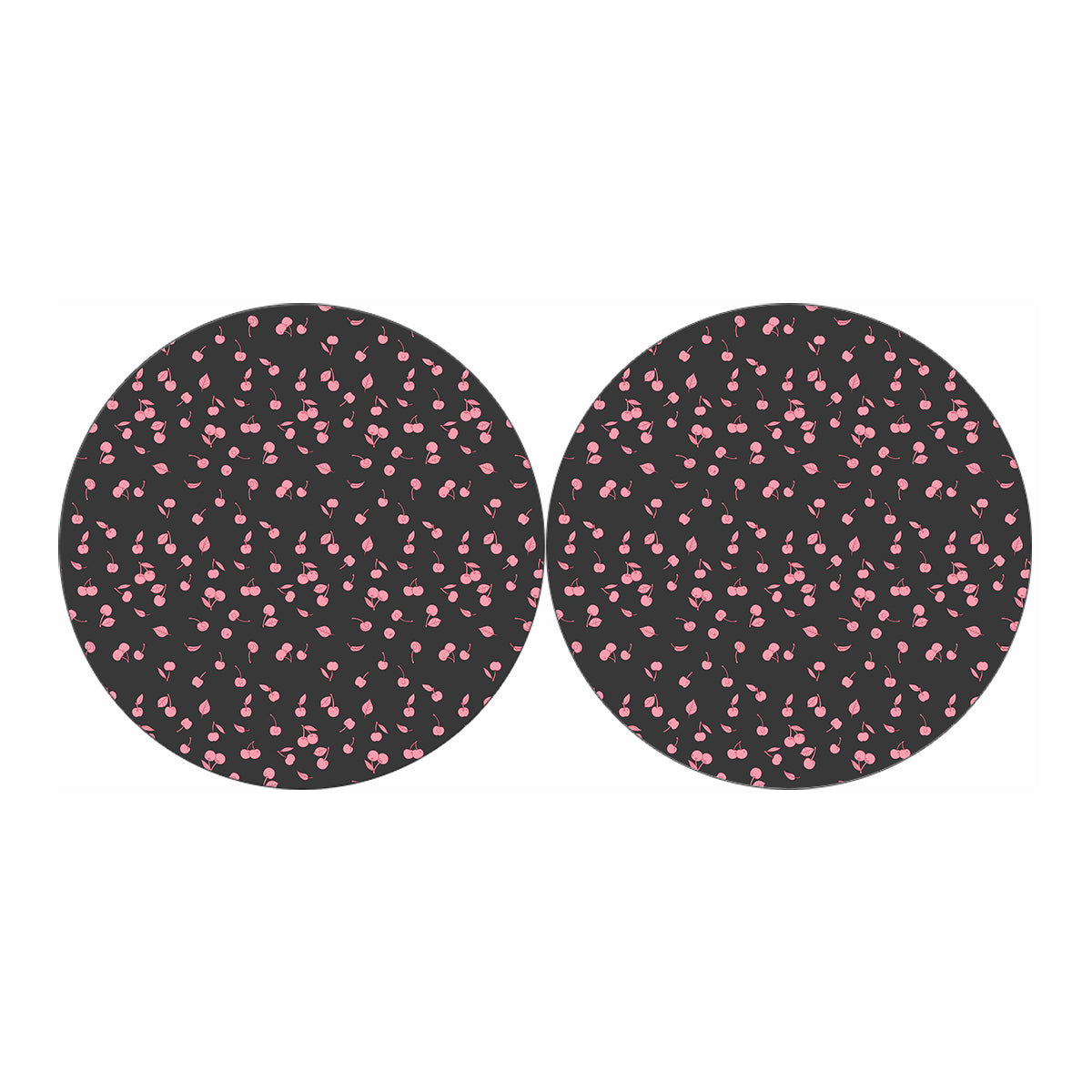 Pink Cherry Pattern Print Car Coasters