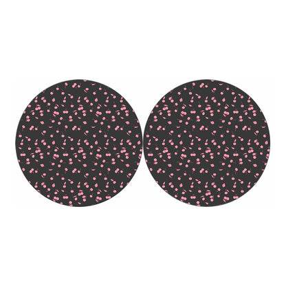 Pink Cherry Pattern Print Car Coasters