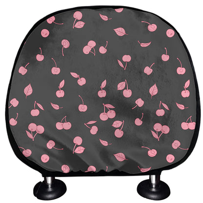 Pink Cherry Pattern Print Car Headrest Covers
