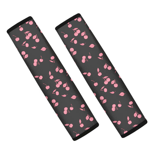 Pink Cherry Pattern Print Car Seat Belt Covers