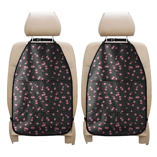 Pink Cherry Pattern Print Car Seat Organizers