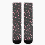 Pink Cherry Pattern Print Crew Socks