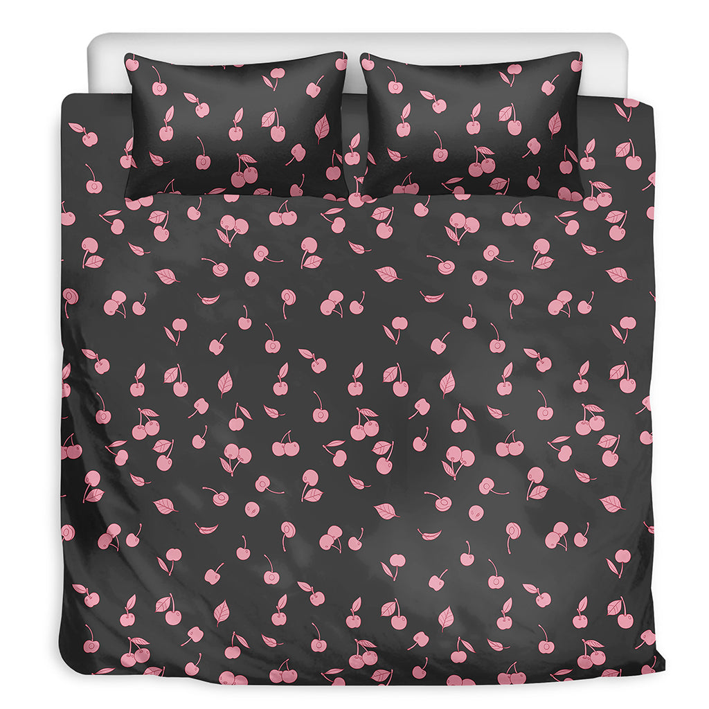 Pink Cherry Pattern Print Duvet Cover Bedding Set