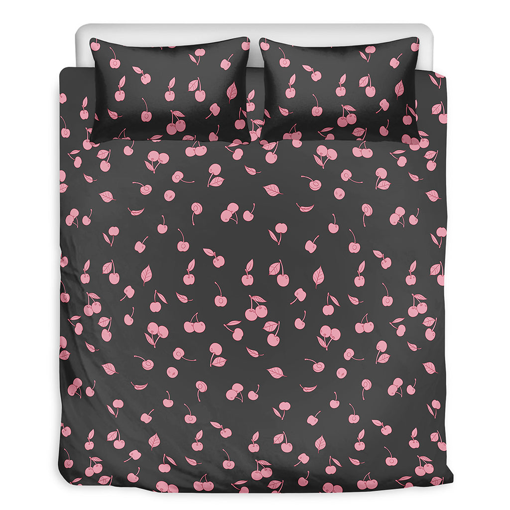 Pink Cherry Pattern Print Duvet Cover Bedding Set