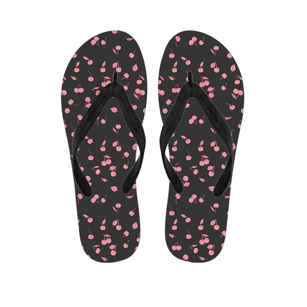 Pink Cherry Pattern Print Flip Flops