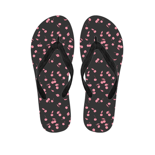 Pink Cherry Pattern Print Flip Flops
