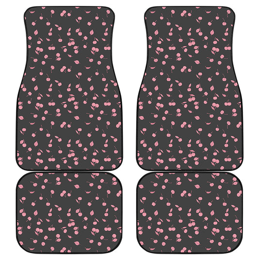 Pink Cherry Pattern Print Front and Back Car Floor Mats
