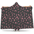Pink Cherry Pattern Print Hooded Blanket