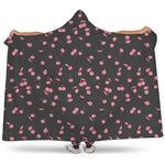 Pink Cherry Pattern Print Hooded Blanket