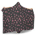 Pink Cherry Pattern Print Hooded Blanket