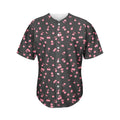 Pink Cherry Pattern Print Men's Baseball Jersey
