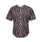 Pink Cherry Pattern Print Men's Baseball Jersey