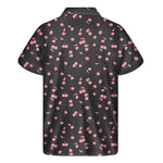 Pink Cherry Pattern Print Men's Short Sleeve Shirt