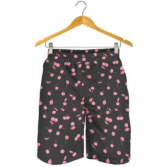 Pink Cherry Pattern Print Men's Shorts