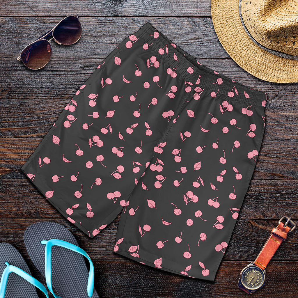 Pink Cherry Pattern Print Men's Shorts