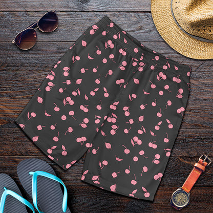 Pink Cherry Pattern Print Men's Shorts