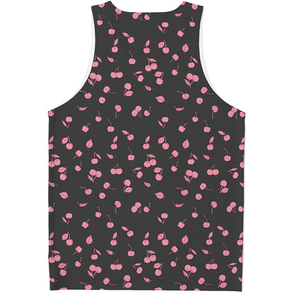 Pink Cherry Pattern Print Men's Tank Top